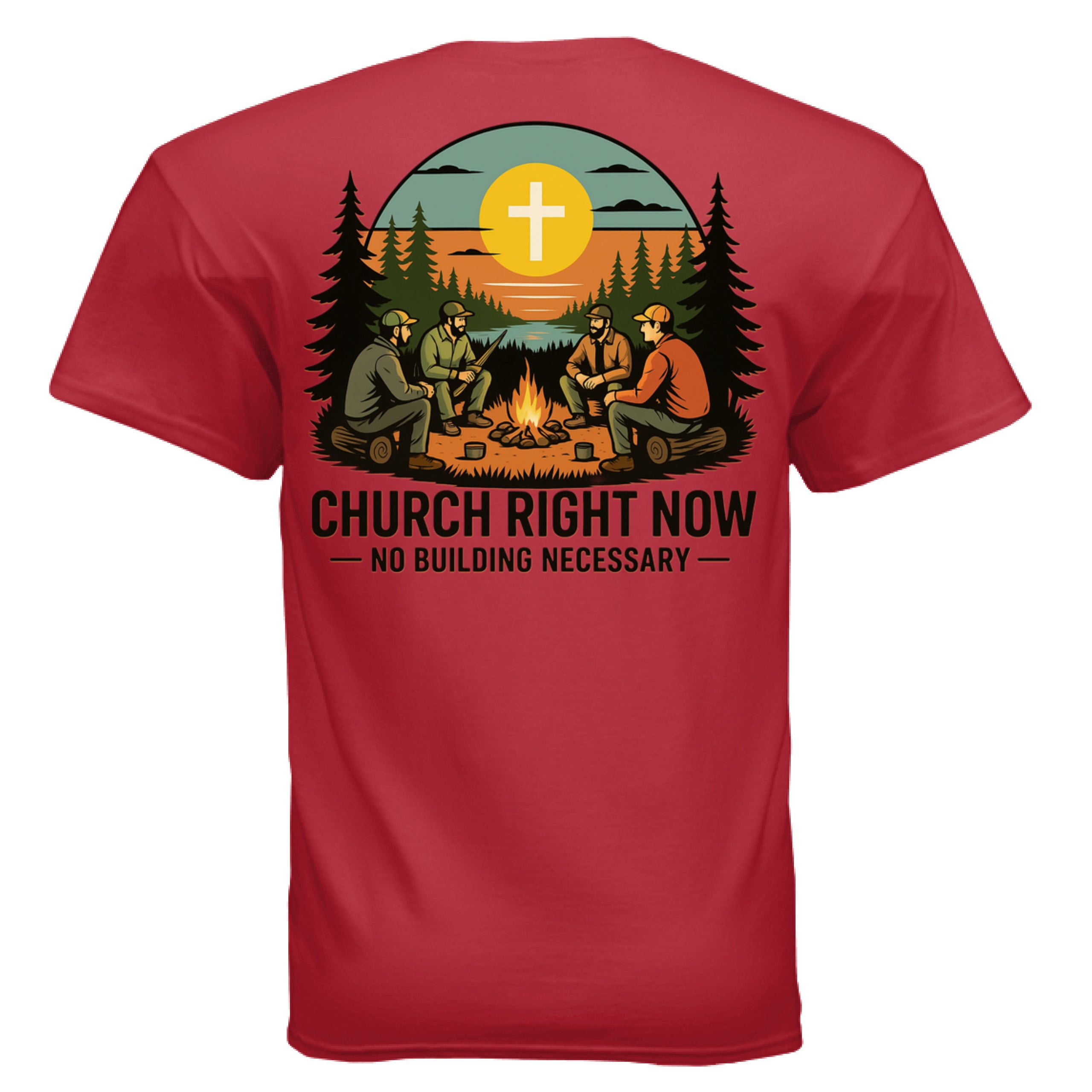 Hunters around a campfire